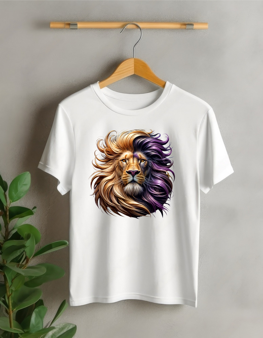 Dashing Designs Purple white Lion T-Shirt