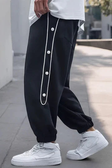 Oversized Button Striped Joggers