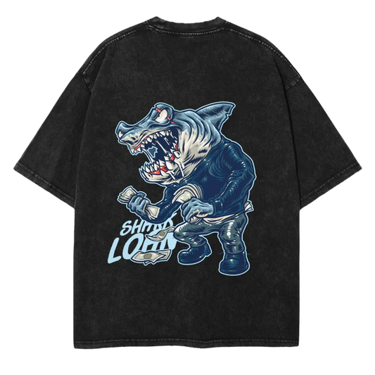 Shark Puff Printed Cotton Oversized Tee