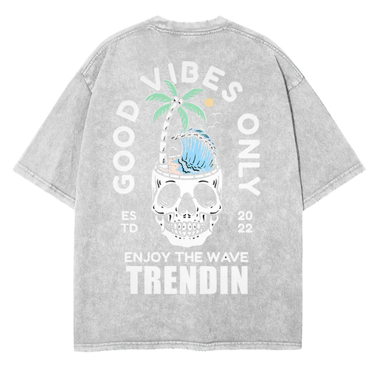 Skull Vibes Puff Printed Oversize Tee