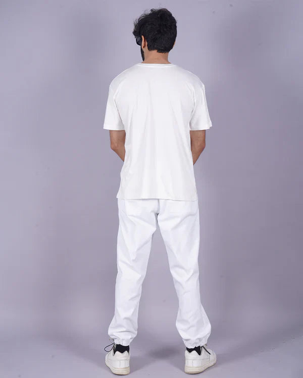 Hustle Hard: Men's Co Ord Oversized Set in White