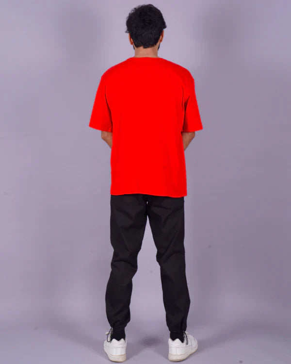 Hustle Hard: Men's Hustle Oversized Co-ord Set in Red and Black